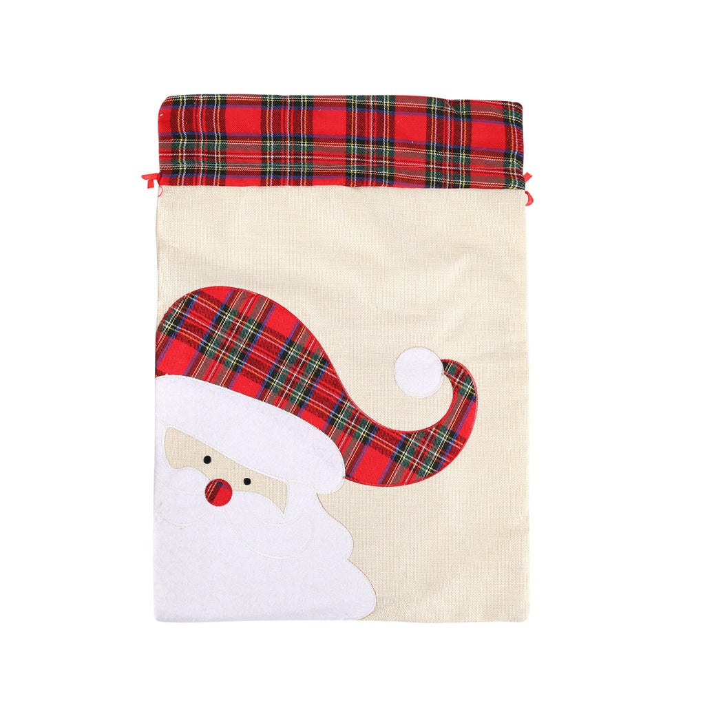 Large Santa Claus Gift Bag with Drawstring Closure - Plaid Christmas Sack for Holiday Presents (3 pieces) 3