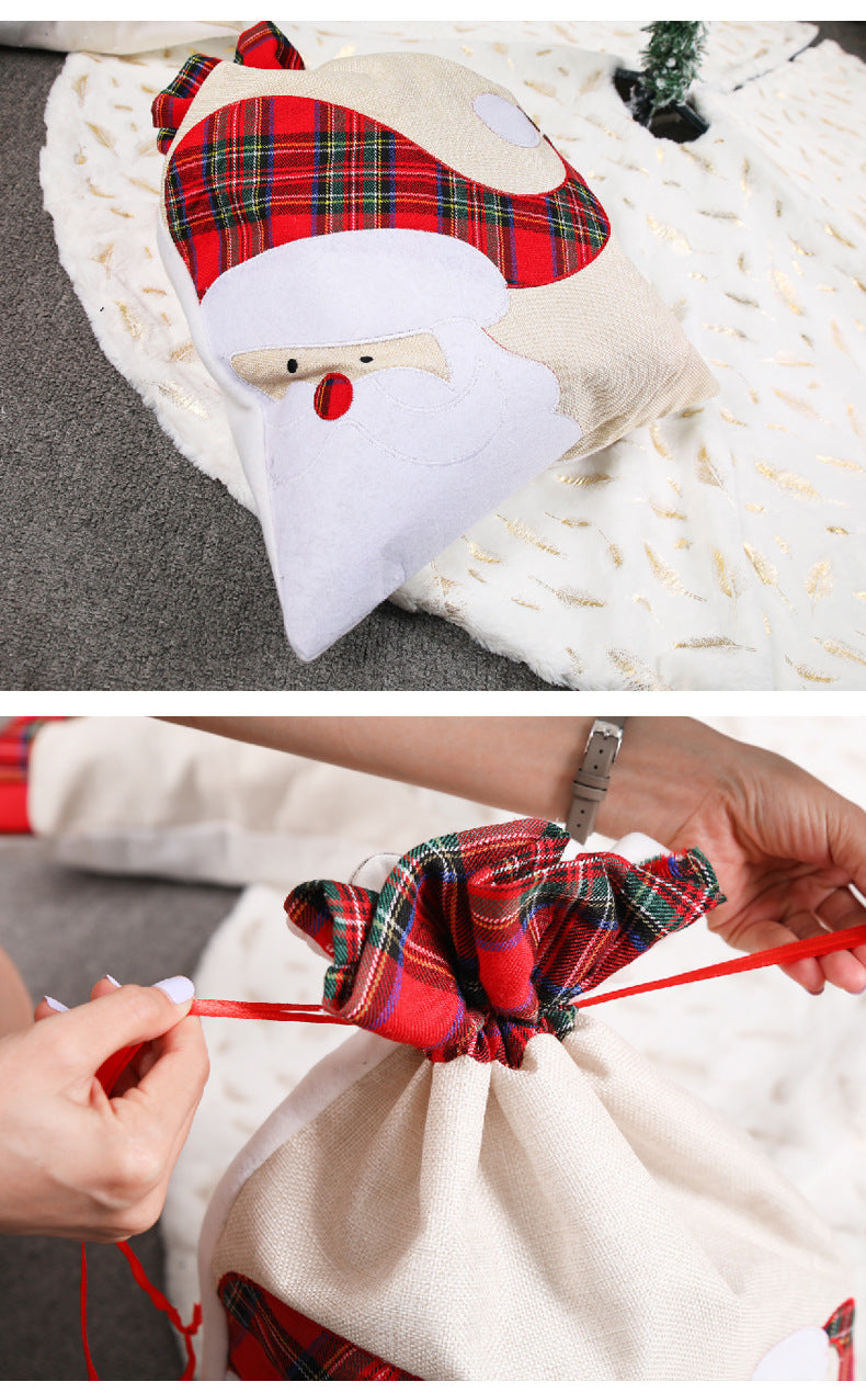 Large Santa Claus Gift Bag with Drawstring Closure - Plaid Christmas Sack for Holiday Presents (3 pieces) 4