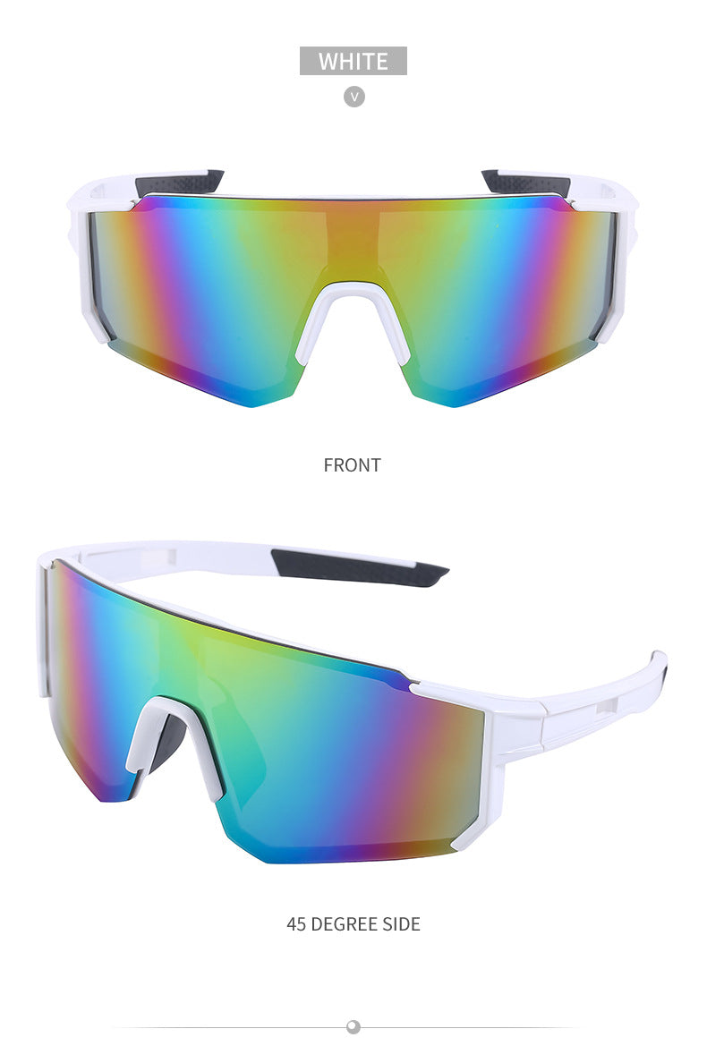 White Frame Sports Sunglasses with Rainbow Mirrored Lens | UV400 Multi-Sport Eyewear 3