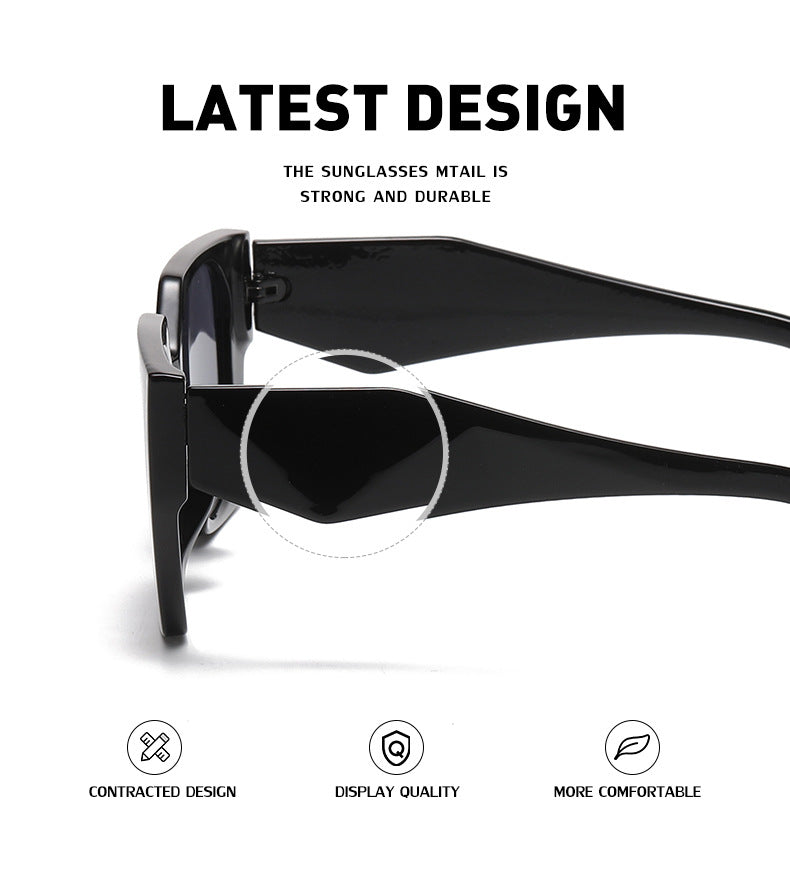 Bold Oversized Black Frame Grey Lens Sunglasses | UV400 Designer Fashion Shades 4