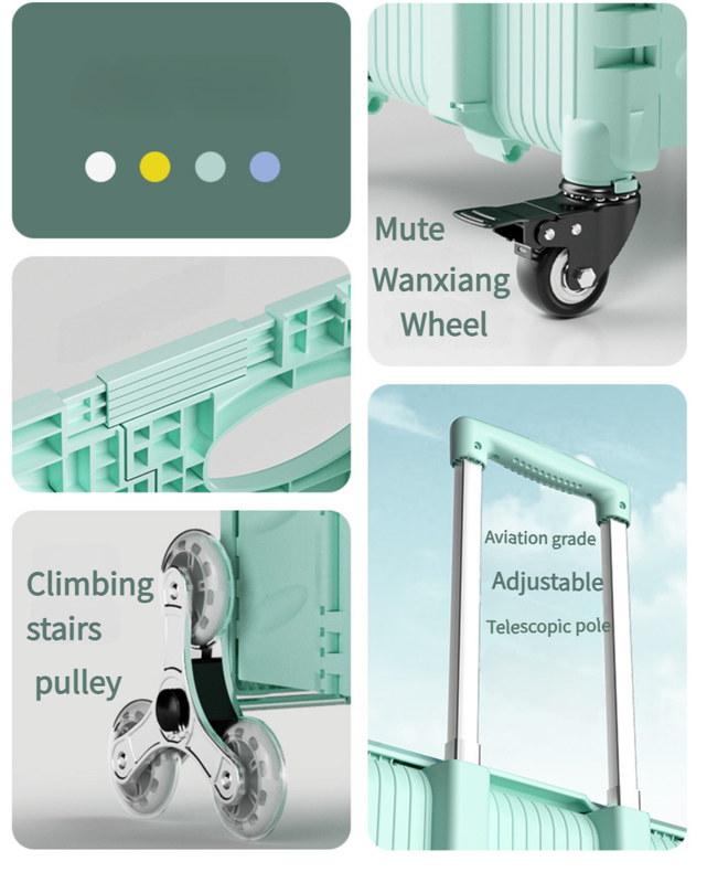 Foldable Rolling Storage Cart with Telescopic Handle - Large Capacity, Portable Utility Box  45L Green 5
