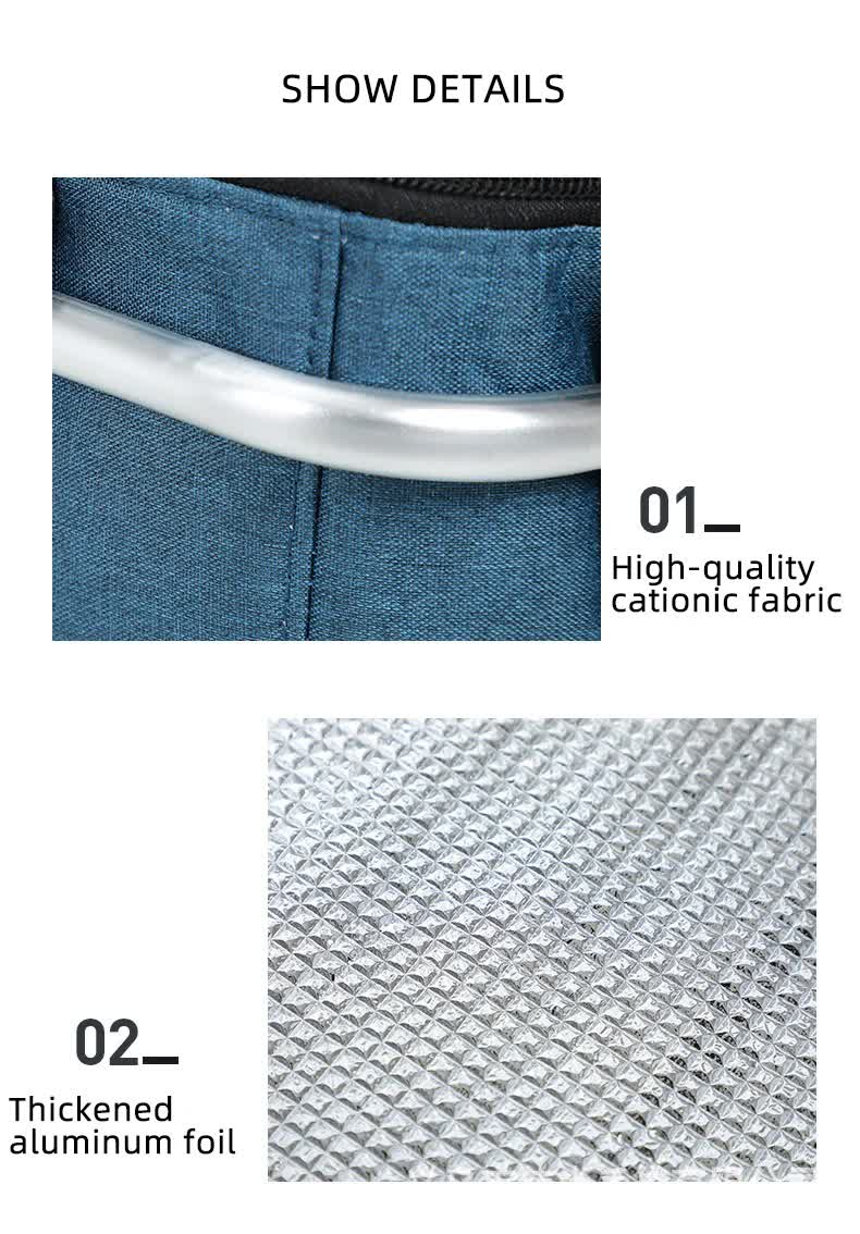 Insulated Picnic Basket with Aluminum Frame - Portable Collapsible Cooler Bag 18L 40*20*23cm(Black) 3