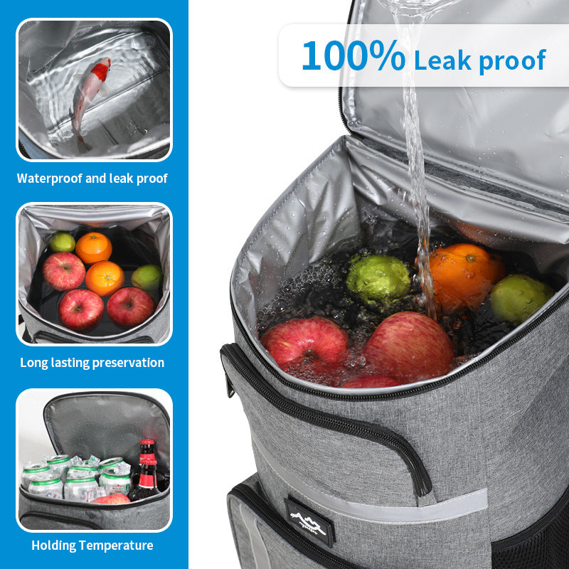 Insulated Cooler Backpack - Portable Outdoor Picnic and Beverage Bag with Bottle Opener (Gray) 3