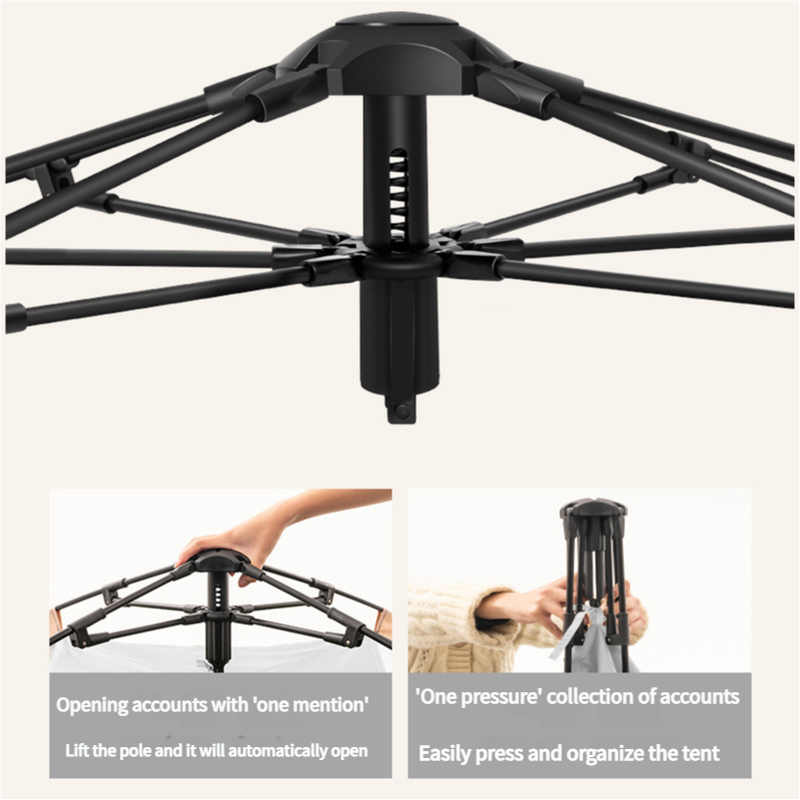 Camping Tent with Awning | Waterproof Family Tent with Carry Bag and Accessories 240*240*155cm Cloudy Gray 3