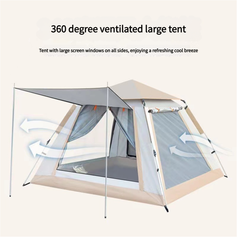 Camping Tent with Awning | Waterproof Family Tent with Carry Bag and Accessories 240*240*155cm Cloudy Gray 4