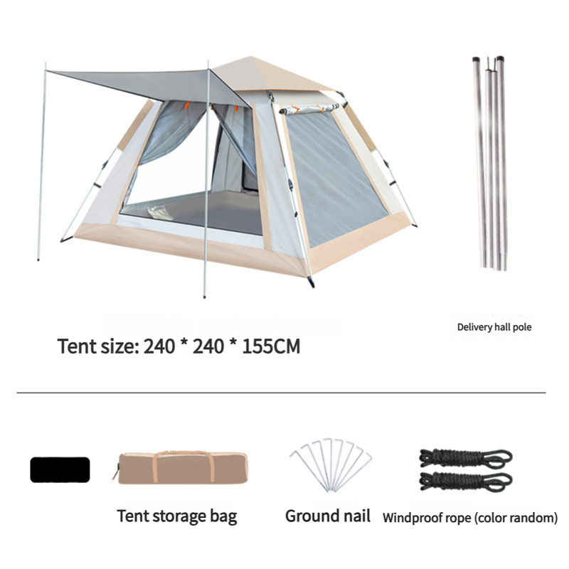 Camping Tent with Awning | Waterproof Family Tent with Carry Bag and Accessories 240*240*155cm Cloudy Gray 5