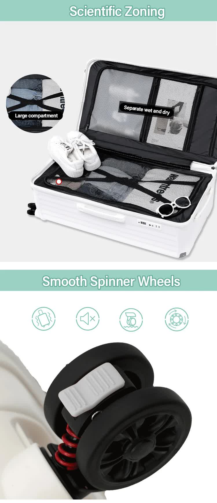 Smart Hard-Shell Luggage with USB Charging Port & Cup Holder - 24"Spinner Suitcase in Back 3