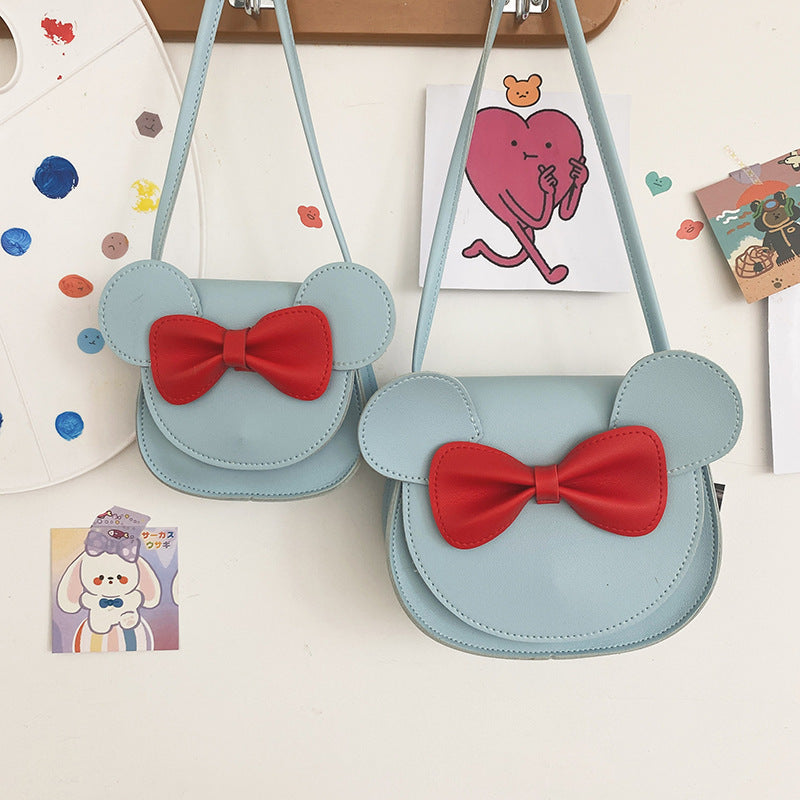 Adorable Bow Bear Crossbody Bag for Kids - Blue Shoulder Bag 18*17*8cm 4