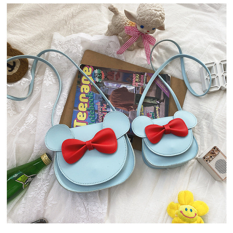 Adorable Bow Bear Crossbody Bag for Kids - Blue Shoulder Bag 18*17*8cm 5