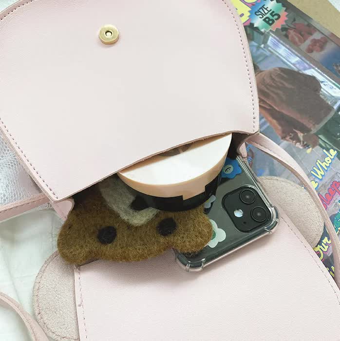 Adorable Bow Bear Crossbody Bag for Kids - Black  Shoulder Bag 18*17*8cm 5