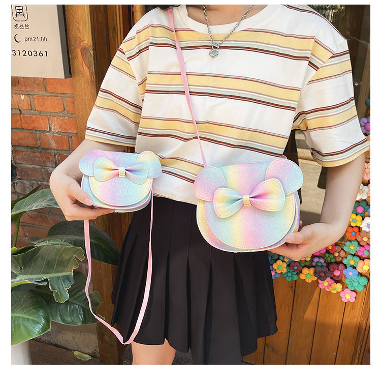 Adorable Bow Bear Crossbody Bag for Kids - rainbow-colored Shoulder Bag 18*17*8cm 4