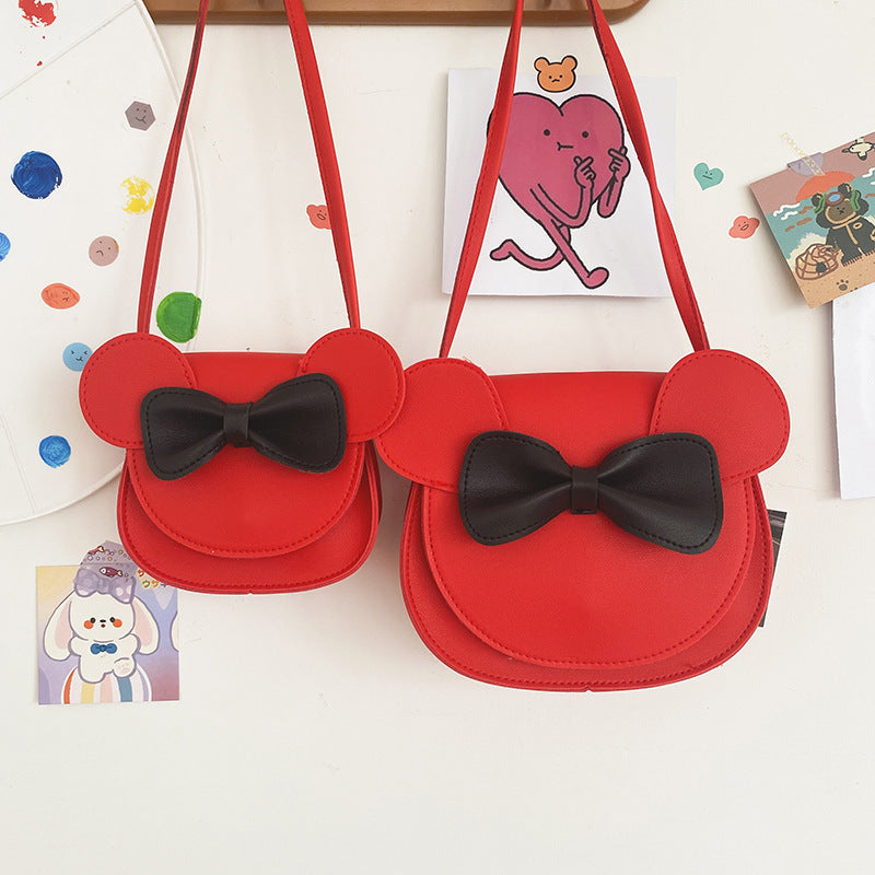 Adorable Bow Bear Crossbody Bag for Kids - Red Shoulder Bag 18*17*8cm 4