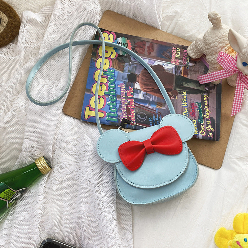 Adorable Bow Bear Crossbody Bag for Kids - Blue Small Shoulder Bag 13*13*5cm 4