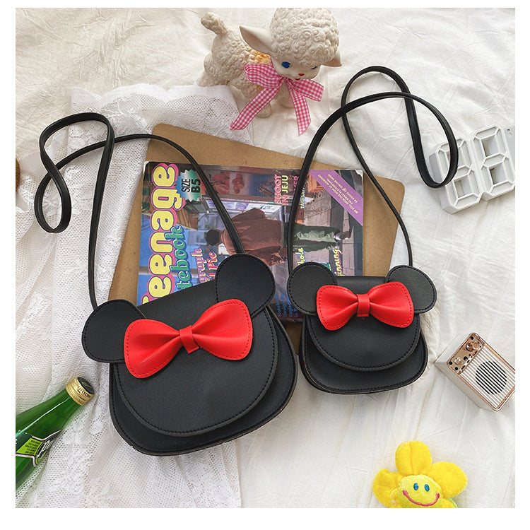 Adorable Bow Bear Crossbody Bag for Kids - Black Small Shoulder Bag 13*13*5cm 3