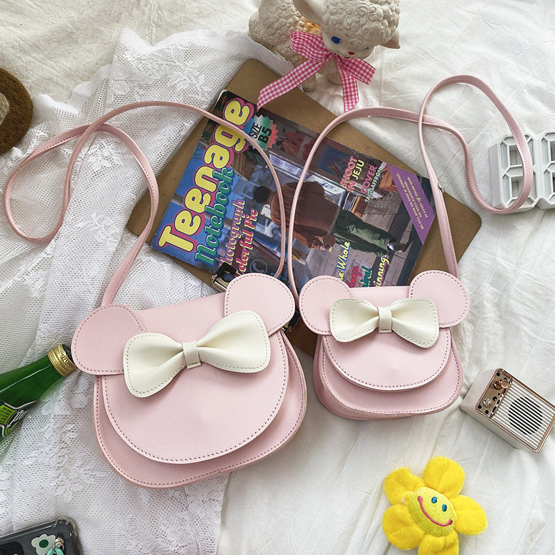Adorable Bow Bear Crossbody Bag for Kids - Pink Small Shoulder Bag 13*13*5cm 3