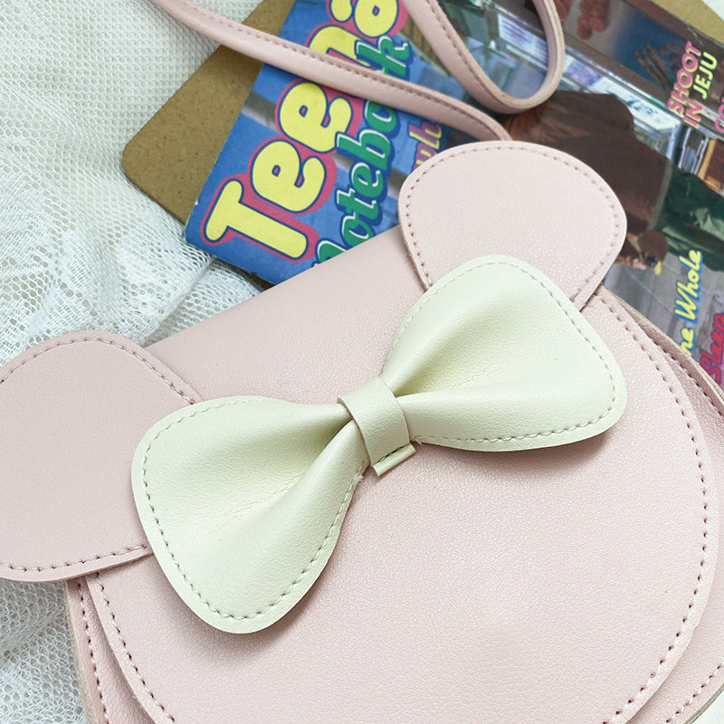Adorable Bow Bear Crossbody Bag for Kids - Pink Small Shoulder Bag 13*13*5cm 5
