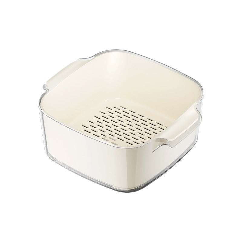 Two-Layer Drain Basket Colander - Medium Size (Ivory, 2 set) 3