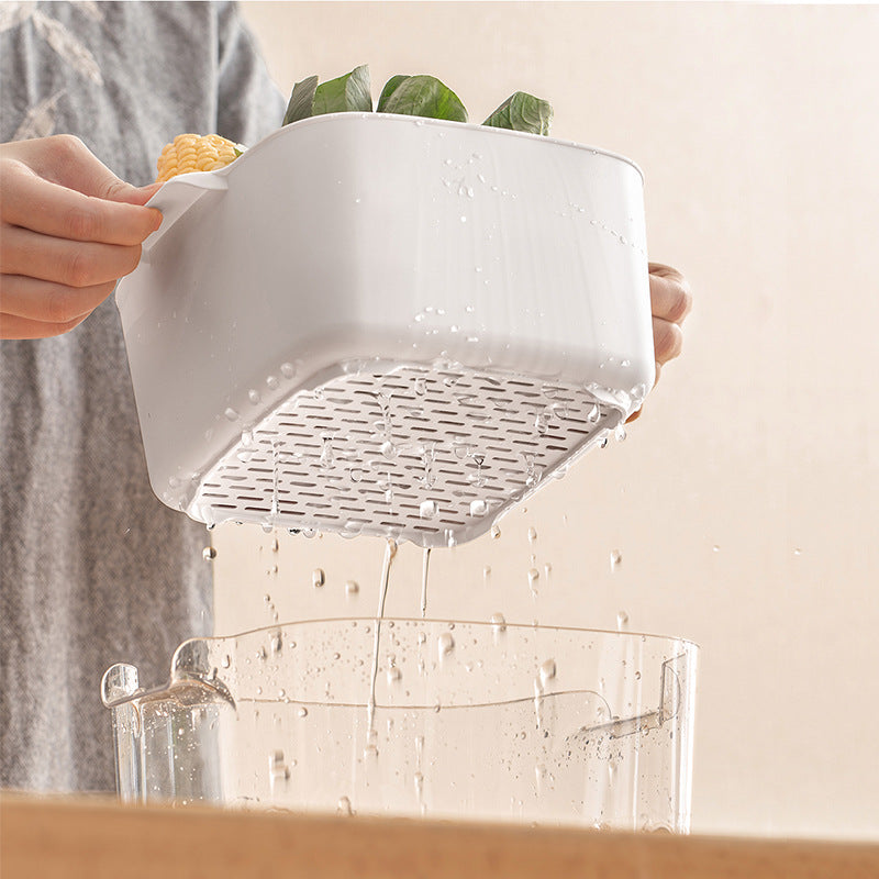 Two-Layer Drain Basket Colander - Medium Size (Ivory, 2 set) 4