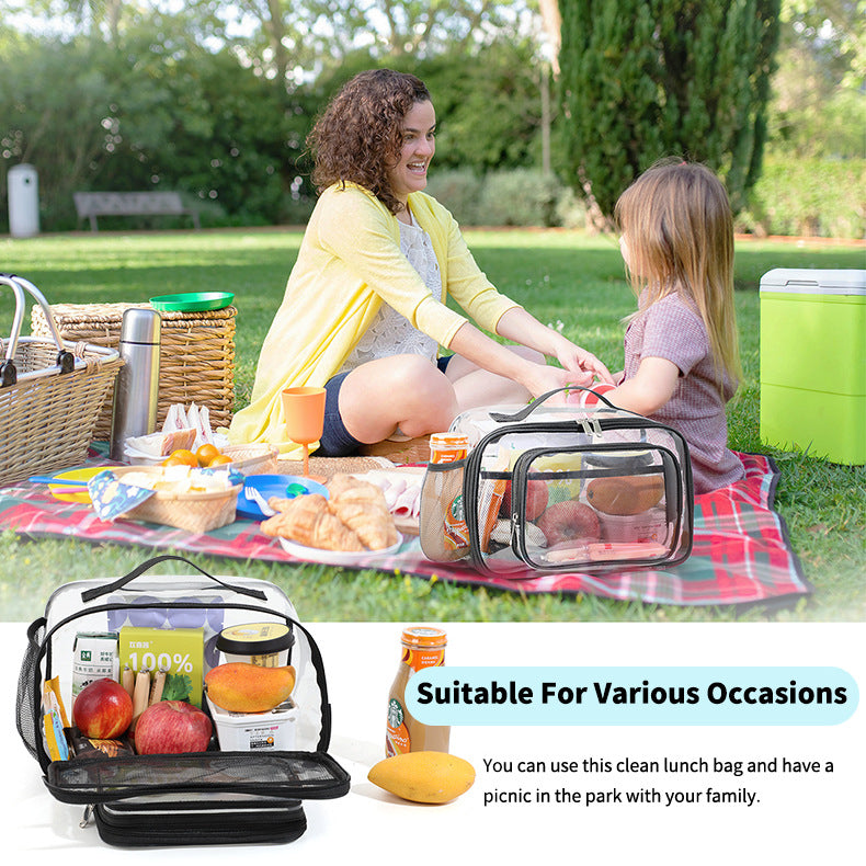 Clear PVC Tote Bag with Handle - Transparent Stadium-Approved Travel Organizer(Black) 5