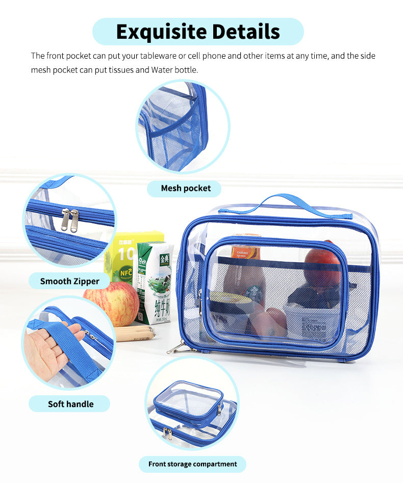 Clear PVC Tote Bag with Handle - Transparent Stadium-Approved Travel Organizer(Blue) 3