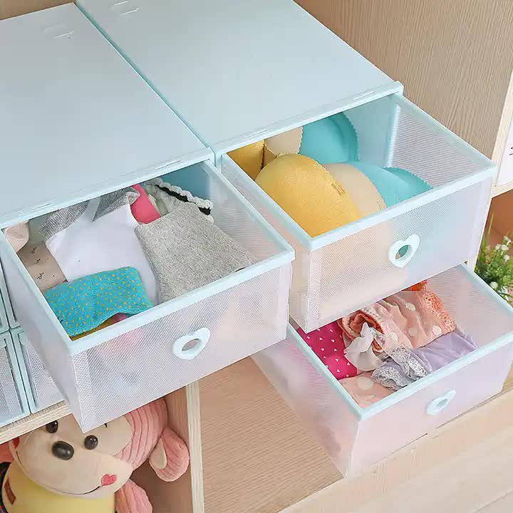 Stackable Transparent Shoe Storage Boxes with Heart-Shaped Handles (Set of 5) 31*20*12cm Blue 3