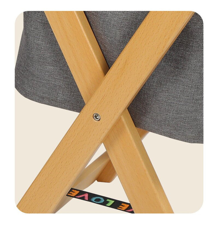 Foldable Wooden Laundry Cart with Detachable Fabric Storage Bag – Walnut Color 45x37x53cm 3