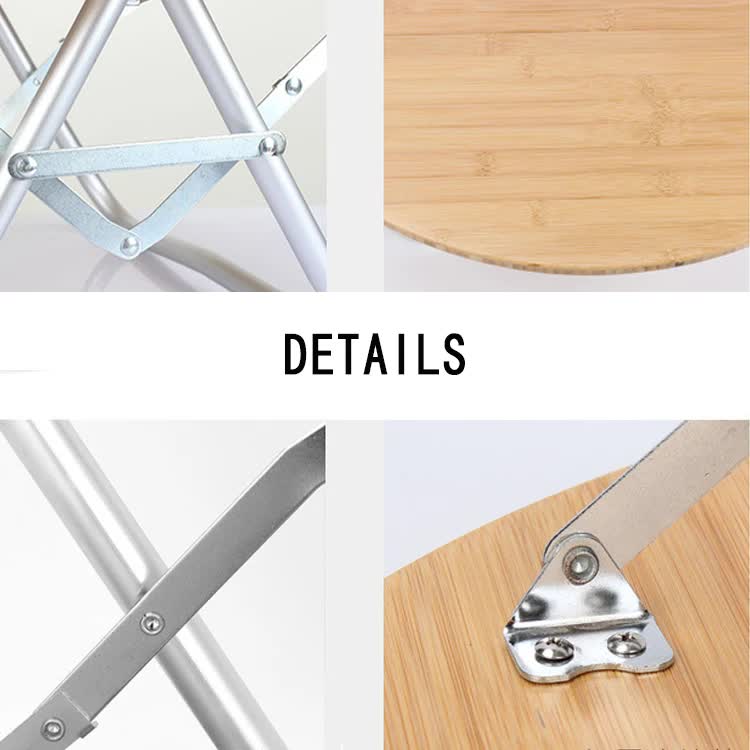 Portable Bamboo Folding Camping Table - Lightweight Round Table with Aluminum Alloy Frame for Outdoor Activities 60*60*27cm 4