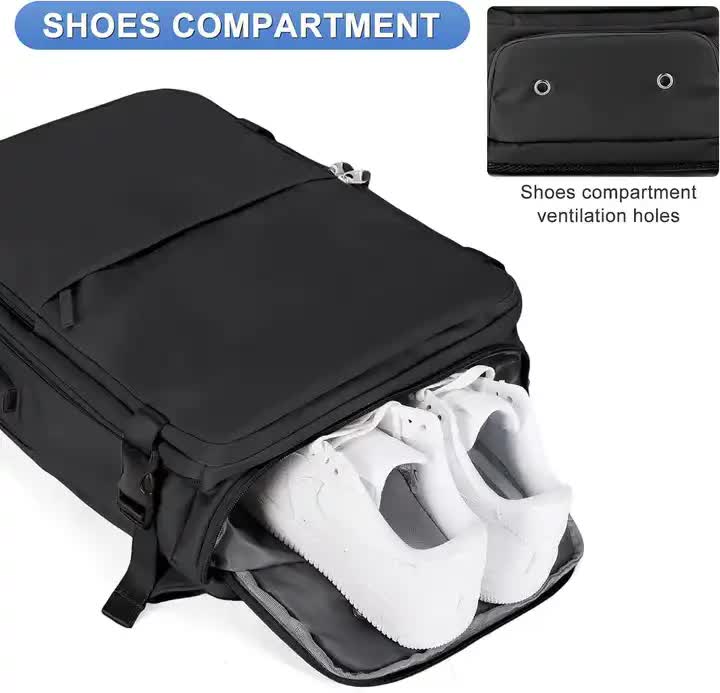 Water-Resistant Laptop Backpack with USB Charging Port and Wet-Dry Separation (Brown) 4