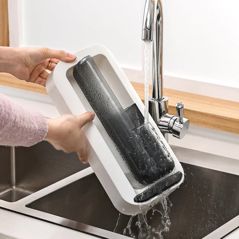 Wall-Mounted Utensil Holder with Dustproof and Insect-Resistant Cover 15cm(L)*6.5cm(D)*32cm(H)(Grey) 4