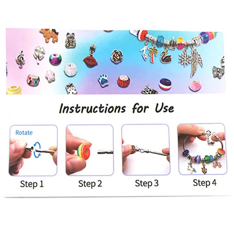 DIY Charm Bracelet Making Kit - Colorful Beads and Charms Set with Storage Box(76PCS) 4