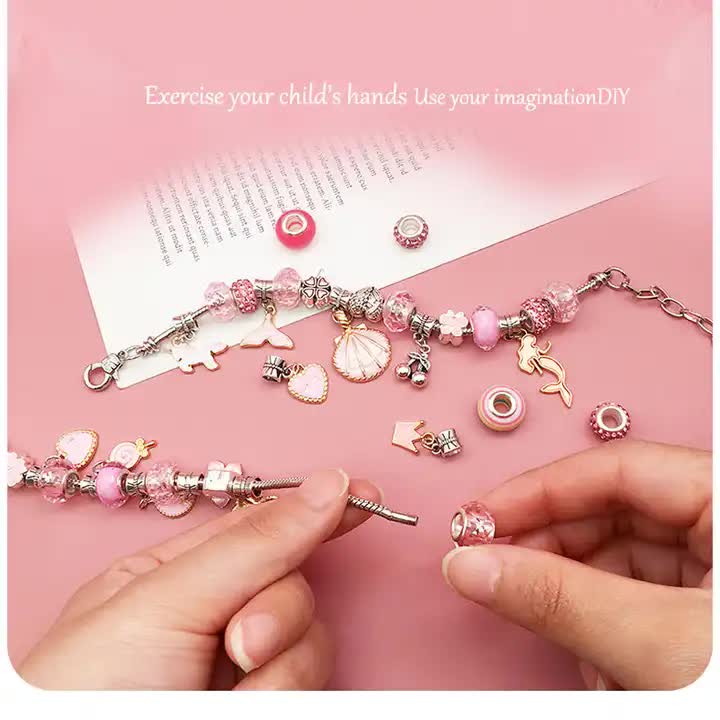 DIY Charm Bracelet and Necklace Making Kit - Luxury Gift Set with Drawer Box (66PCS) 3