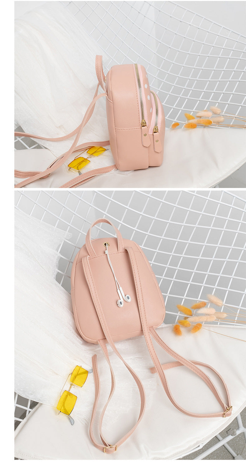 Mini Faux Leather Backpack with Butterfly Design -Khaki Cute Backpack for Girls 3