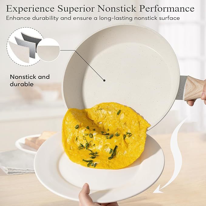 YEJ 12-Piece Non-Stick Complete Cookware Set | Pots, Pans & Utensils  (White) 3