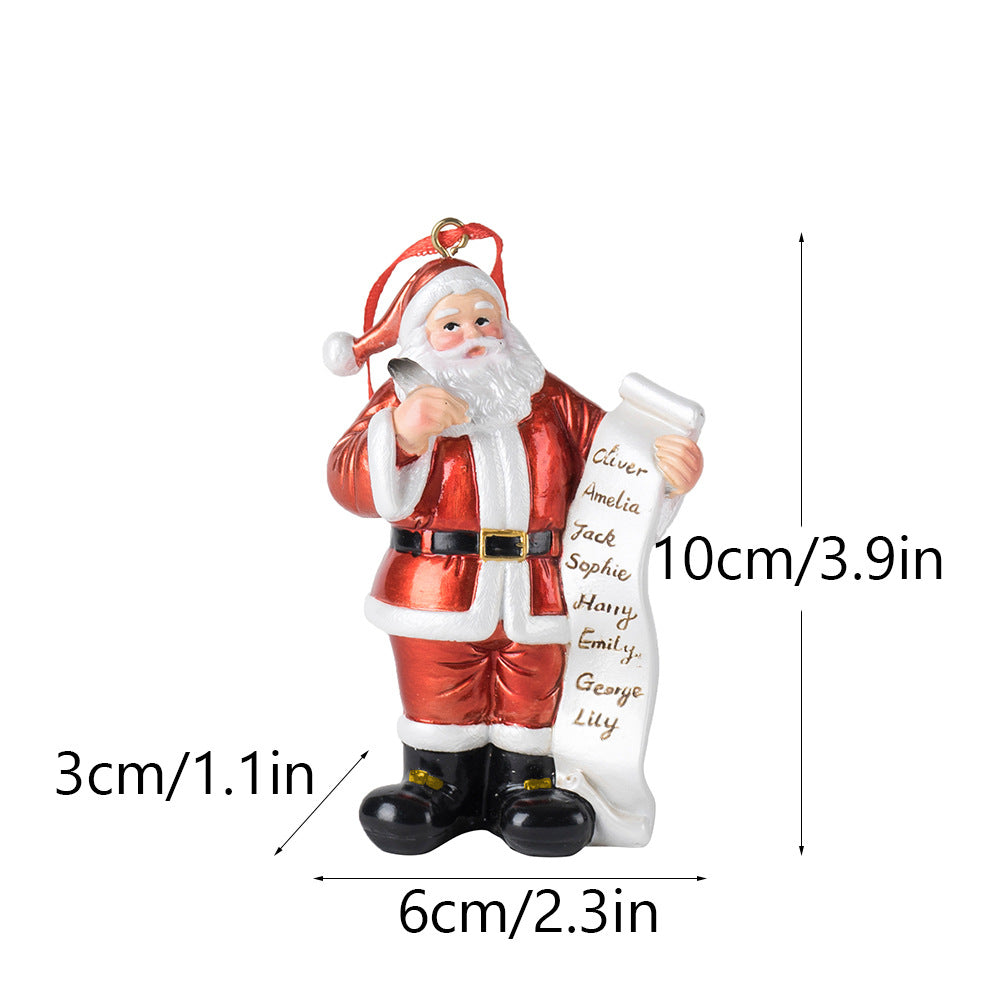 Santa Claus Christmas Ornament - Resin Figurine with Customizable Name List, 10cm Festive Decoration 4
