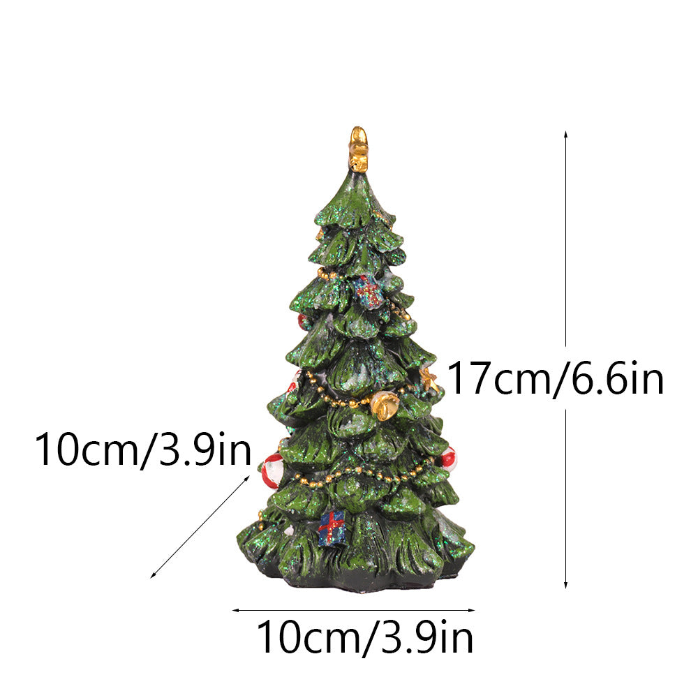 Christmas Tree Figurine - Festive Resin Decoration with Ornaments, 17cm Holiday Decor 4