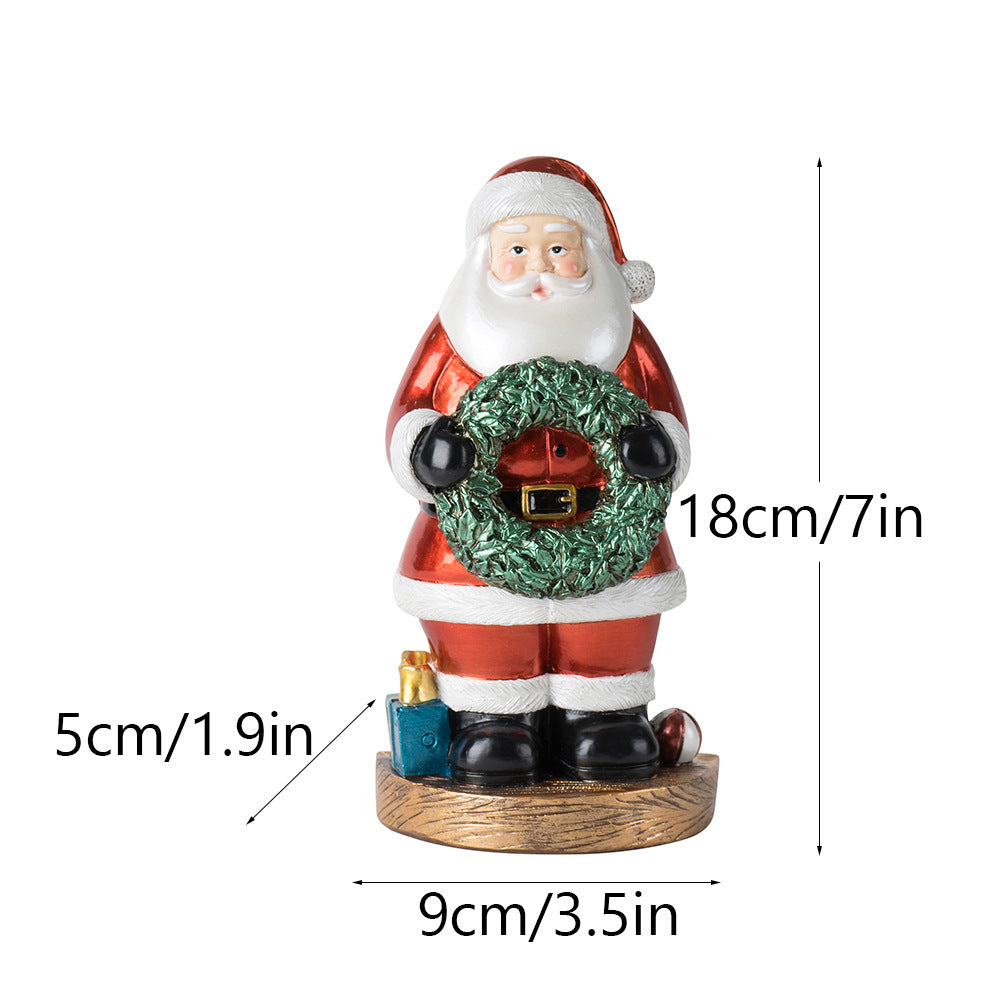 Santa Claus Figurine with Wreath - 18cm Festive Resin Christmas Decoration 3