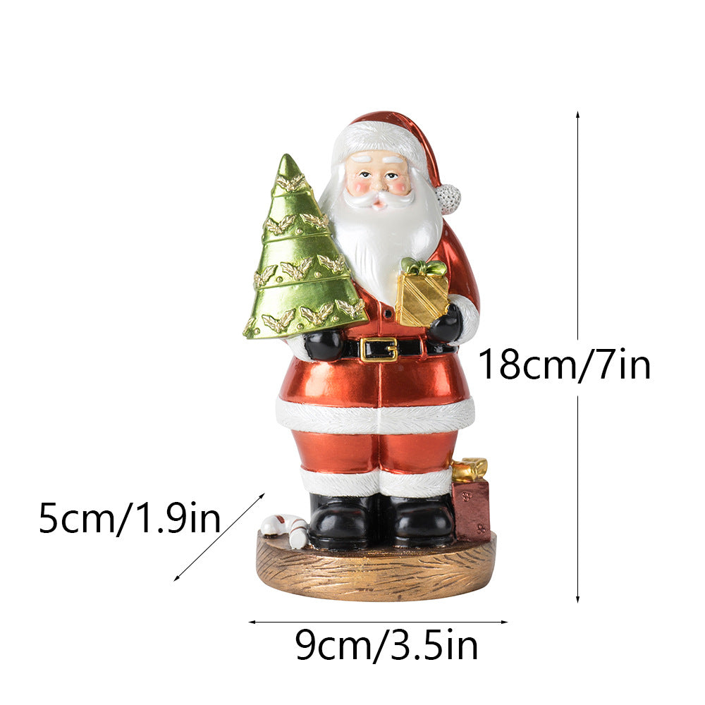 Santa Claus Figurine with Christmas Tree - 18cm Festive Resin Christmas Decoration 3