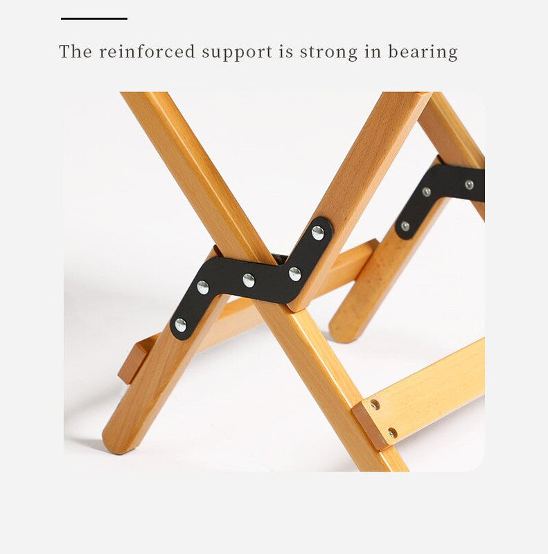 Dual-Purpose Wooden Folding Stool – Natural Wood Finish, 150kg Load Capacity - log color 40*34*36cm 3