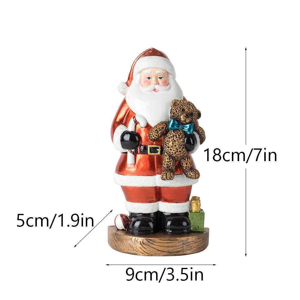 Santa Claus Figurine with Bear - 18cm Festive Resin Christmas Decoration 3