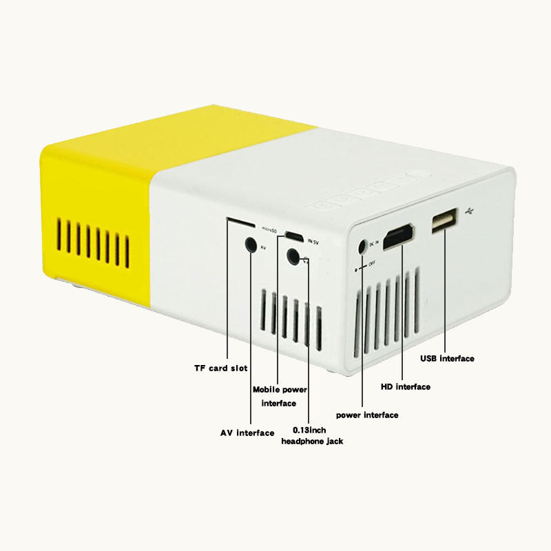 Mini Home Portable Cinema Projector - LED Compact Entertainment Projector for Movies & Gaming (White+yellow) 3