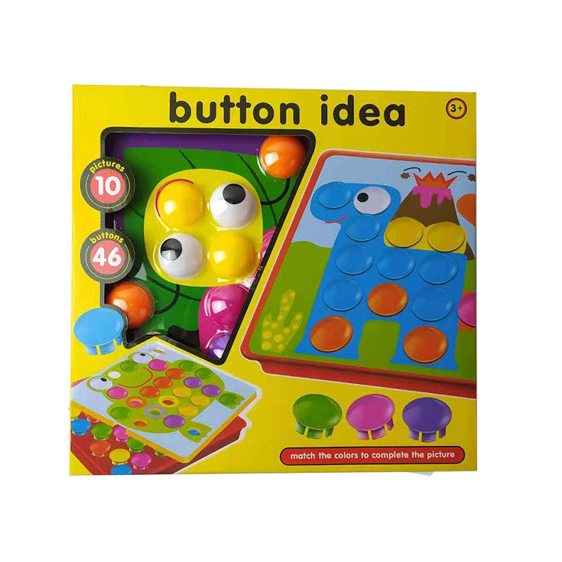 Creative Button Art Toy Set for Kids - 46 Colorful Buttons with 10 Unique Pictures - Educational Color Matching Puzzle for Ages 3+ 1