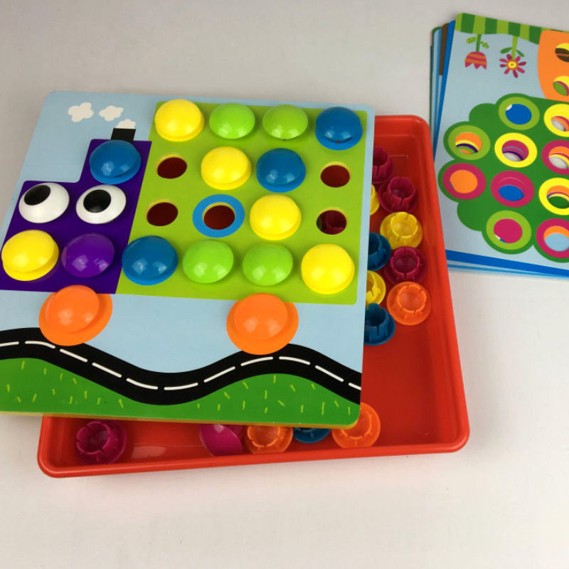 Creative Button Art Toy Set for Kids - 46 Colorful Buttons with 10 Unique Pictures - Educational Color Matching Puzzle for Ages 3+ 3