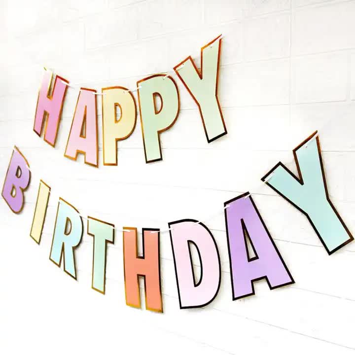 Happy Birthday Party Decoration Set -  Fan Decorations, Hearts, Stars & Banner 3