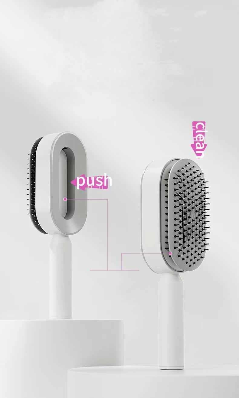 Self-Cleaning Hair Brush with One-Click Release | Massage Cushion Design, Anti-Frizz and Detangling Brush 3