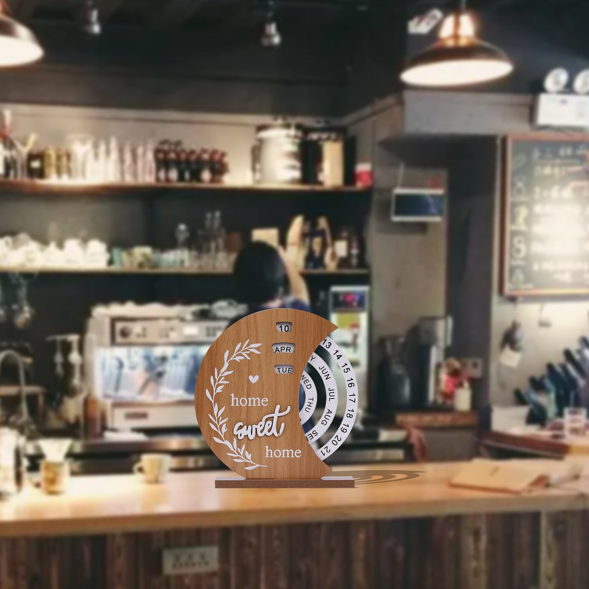 Rustic Perpetual Wooden Calendar | Decorative Home & Desk Accessory 20*18cm Moon shape 5