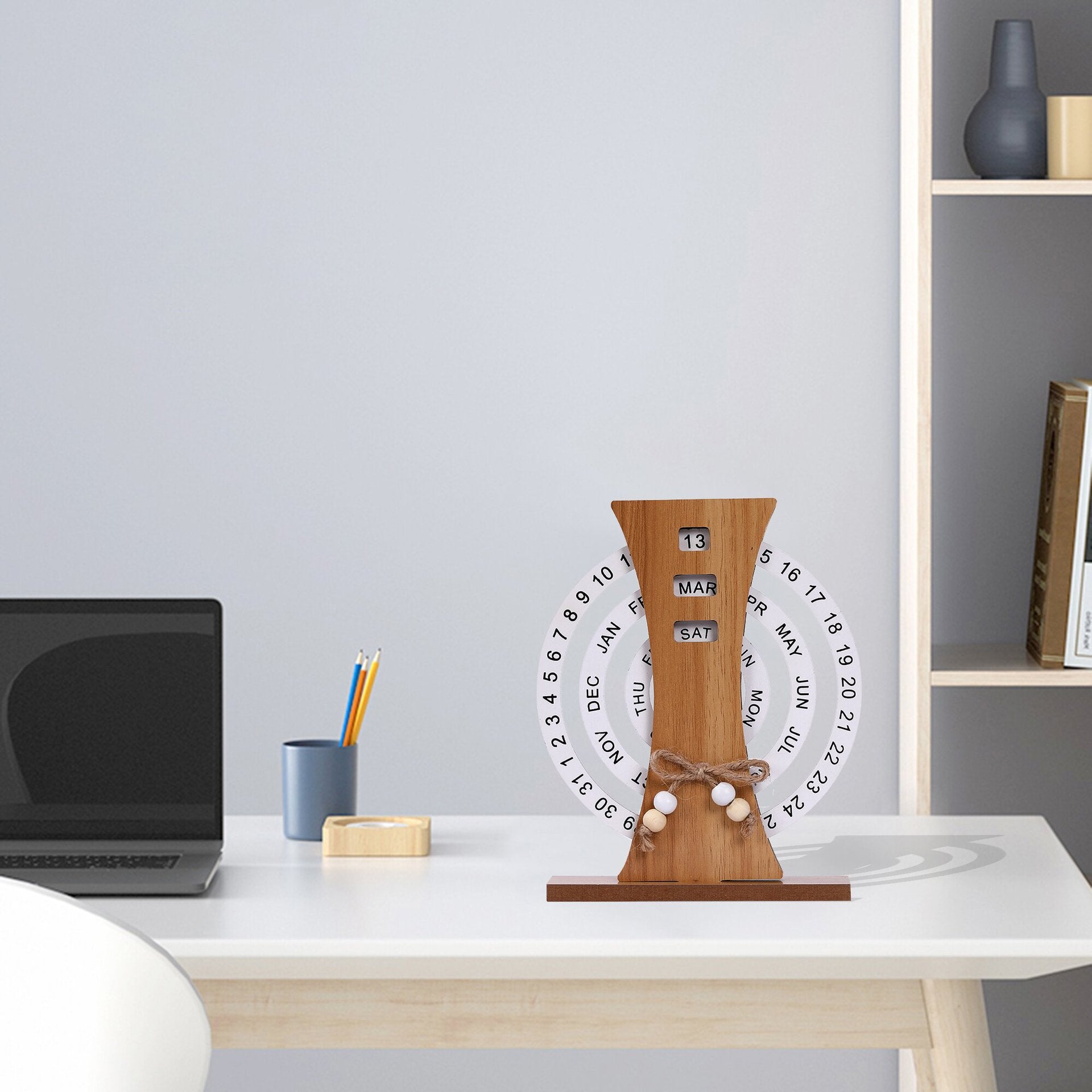 Rustic Perpetual Wooden Calendar | Decorative Home & Desk Accessory (Ferris wheel shape) 3