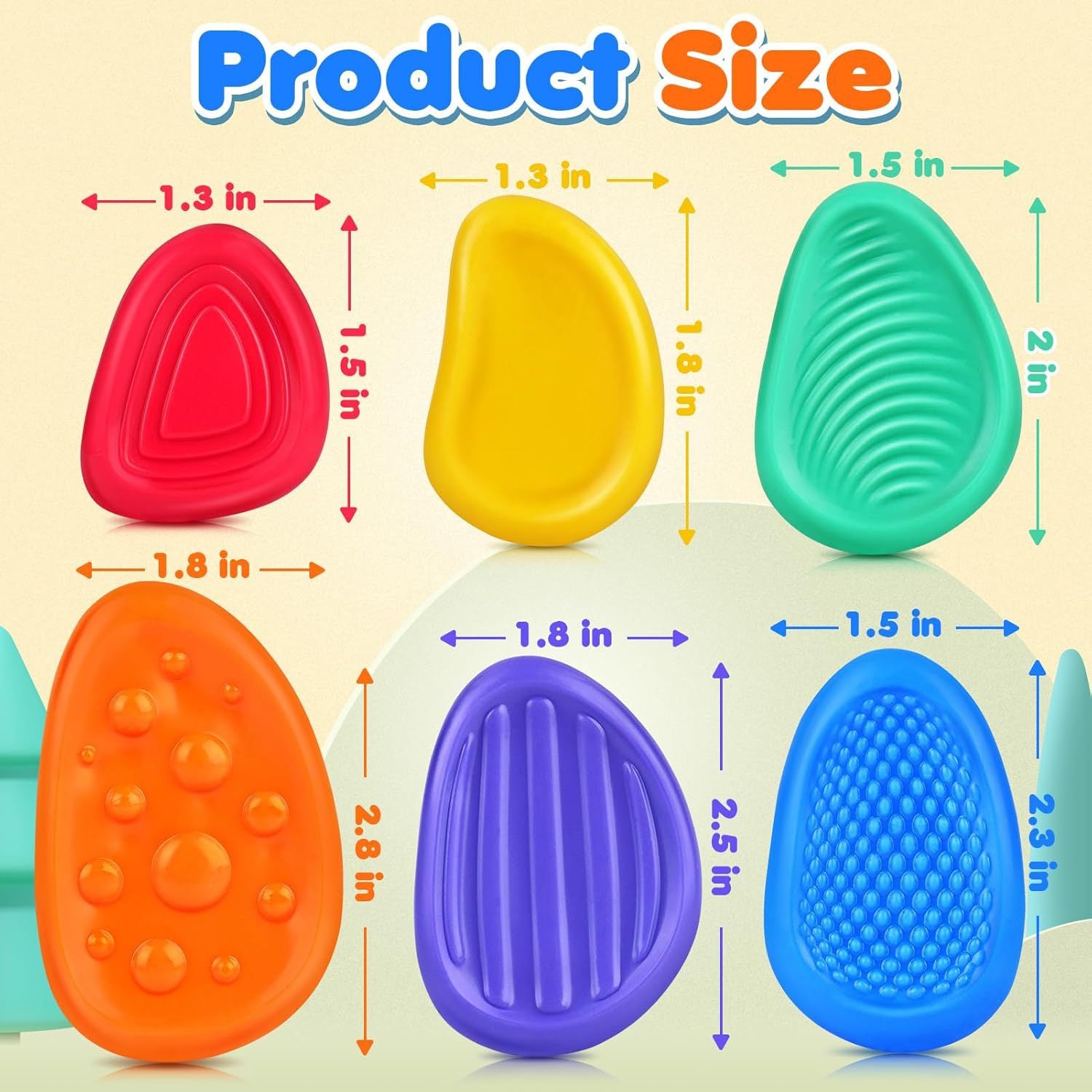 Sensory Worry Stones for Kids | 6-Piece Fidget Stress Relief Set for Ages 3+(2 set, 12PCS in total) 4