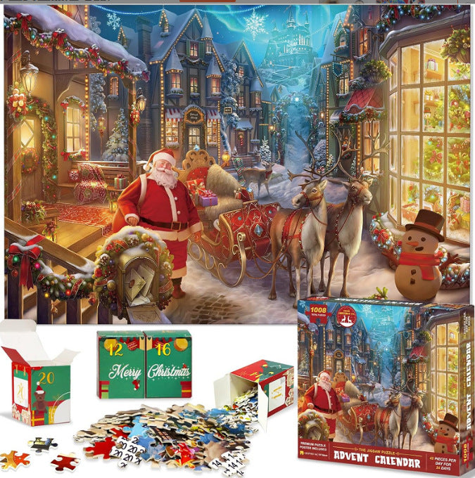 Christmas Advent Calendar 1008-Piece Puzzle | Santa's Village Holiday Countdown GL-117 1