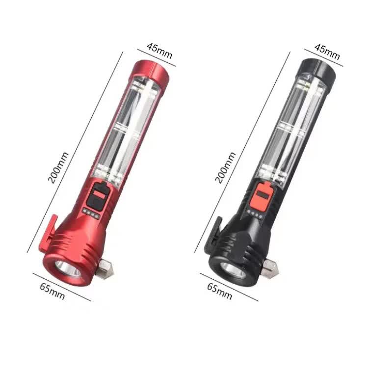 Multi-Functional Safety Flashlight– Rechargeable Waterproof Emergency Torch with USB Charging, High-Lumen for Outdoor and Survival Use (Red) 5