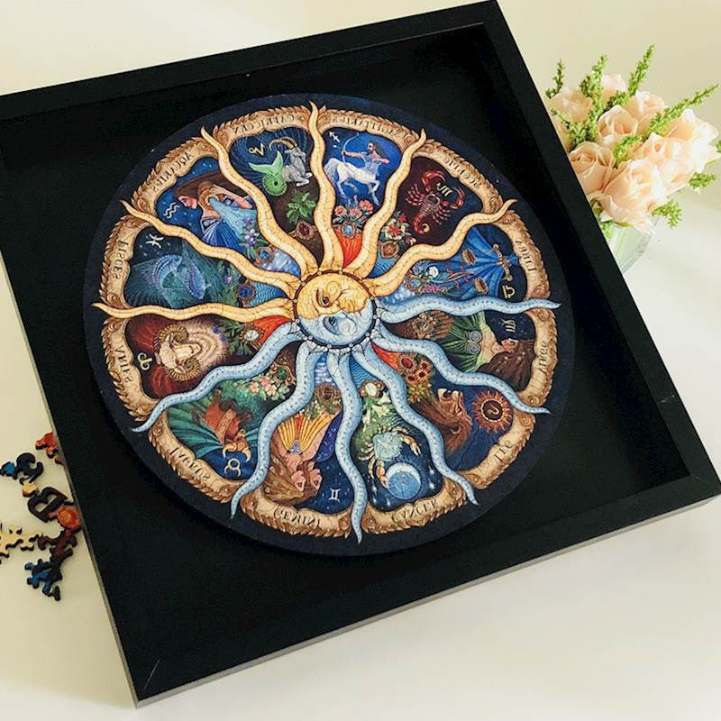 500 Piece Zodiac Circle Jigsaw Puzzle - Colorful Astrology Sun and Moon Jigsaw Puzzle for Adults and Kids 3